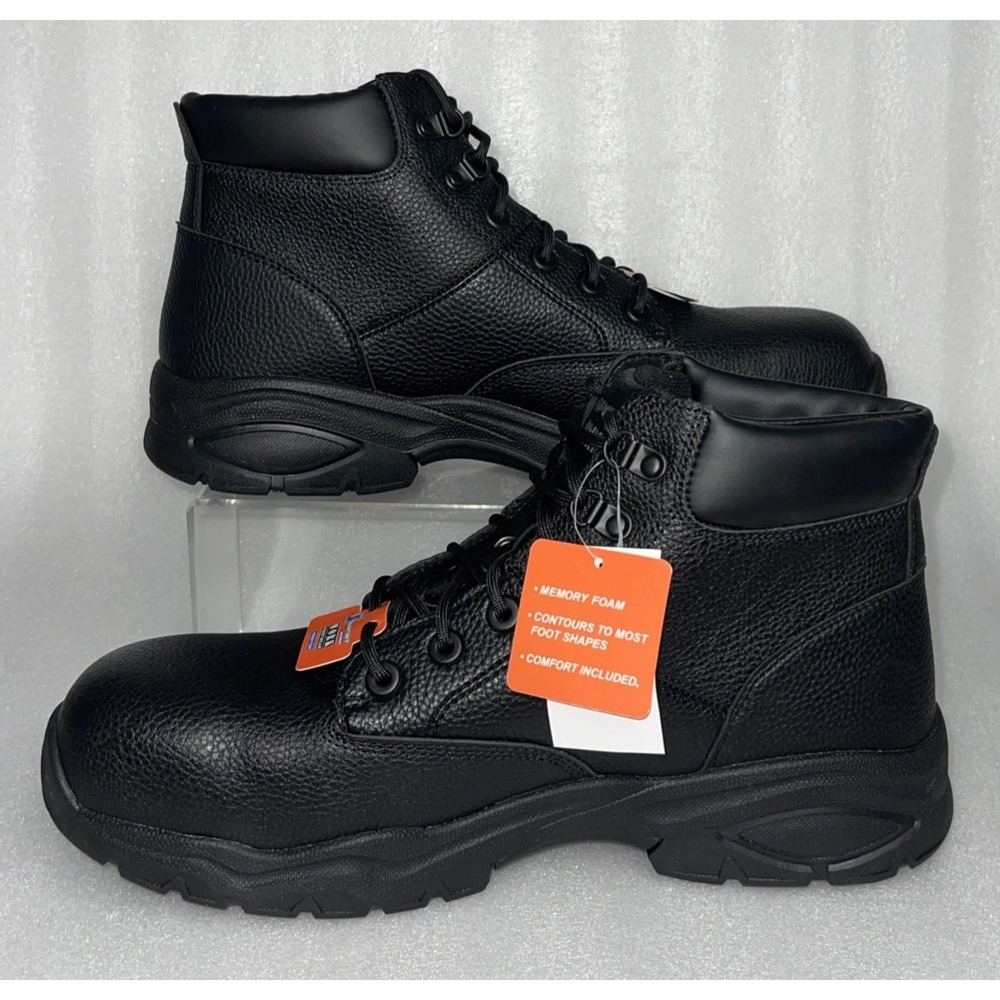 S Sport By Skechers Elton Black Steel Toe Leather Work Boots Men's Size 13‎ NEW - Picture 4 of 16